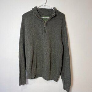 Eddie Bauer Mens 1/4 Zip Long Sleeve Pullover Sweater Gray Size‎ XL Cable Knit